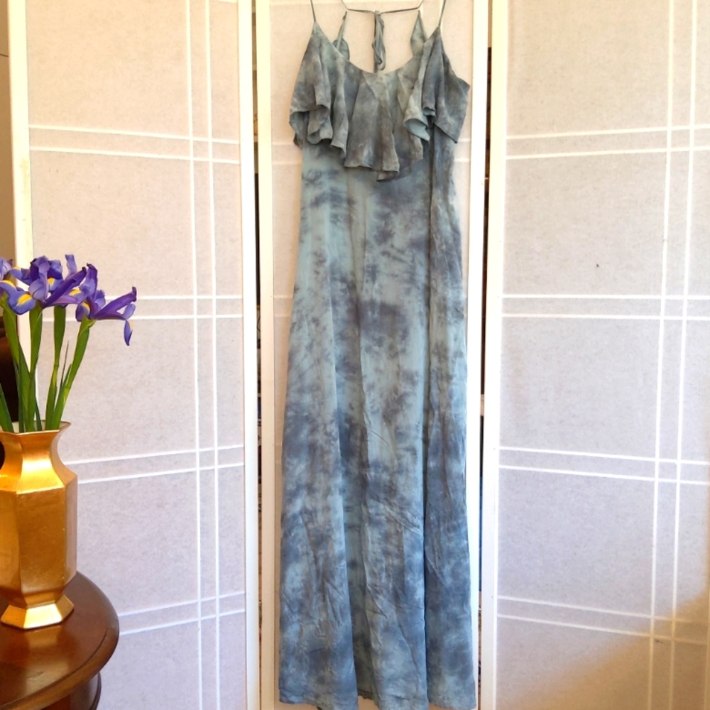 Blue life tie die maxi dress